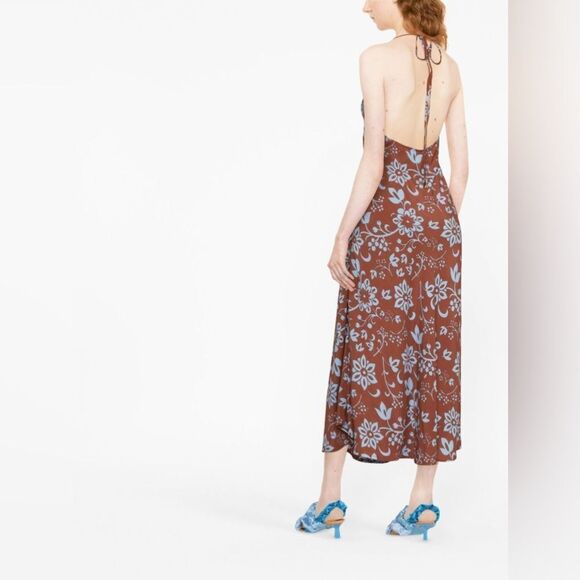 Faithfull the Brand Artemisia Halterneck Midi Dress Oceania Floral Print Size 2 - Picture 7 of 8